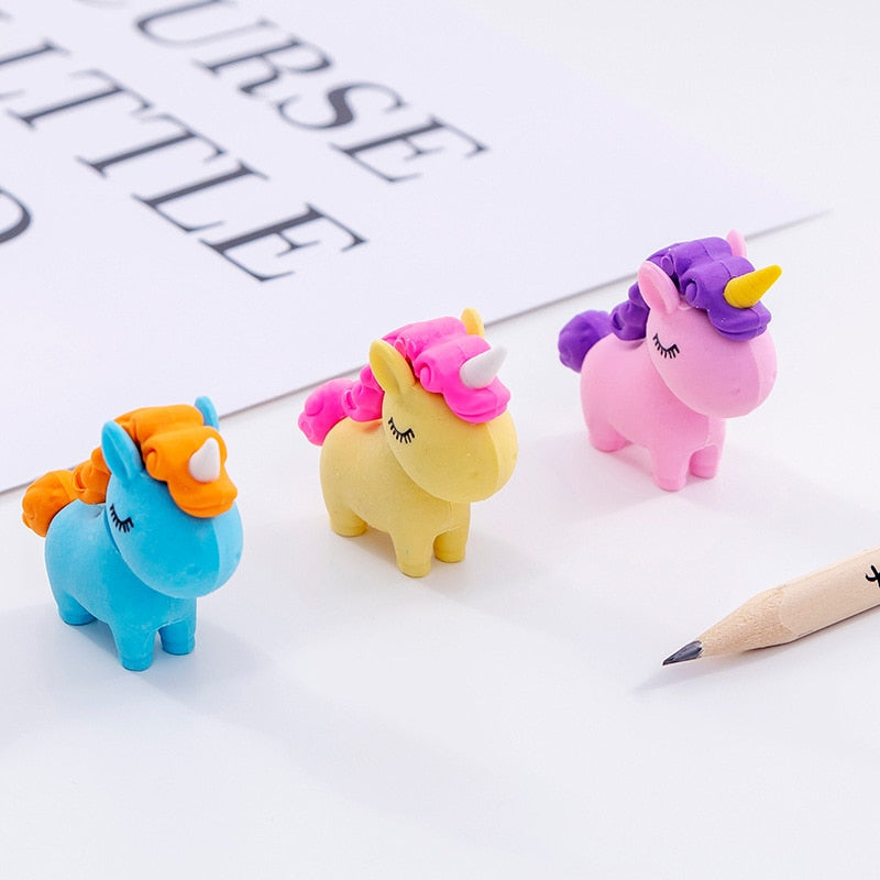 1 PCS Cute Kawaii Unicorn Eraser Children Erasers for Kids Gift Novelty Creative Pencil Rubber Student School Office Supplies