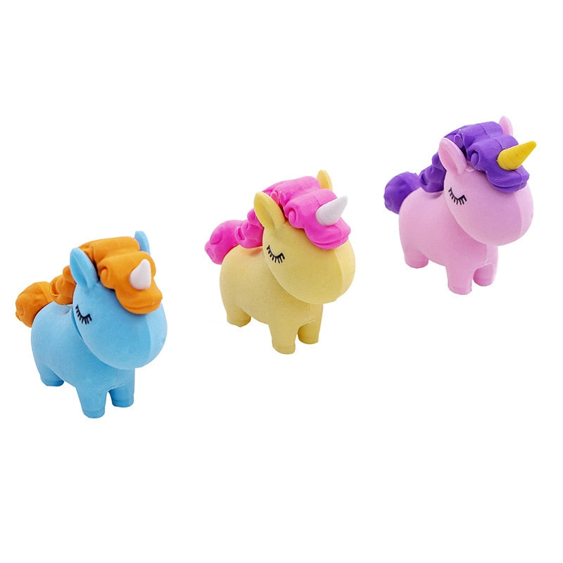 1 PCS Cute Kawaii Unicorn Eraser Children Erasers for Kids Gift Novelty Creative Pencil Rubber Student School Office Supplies