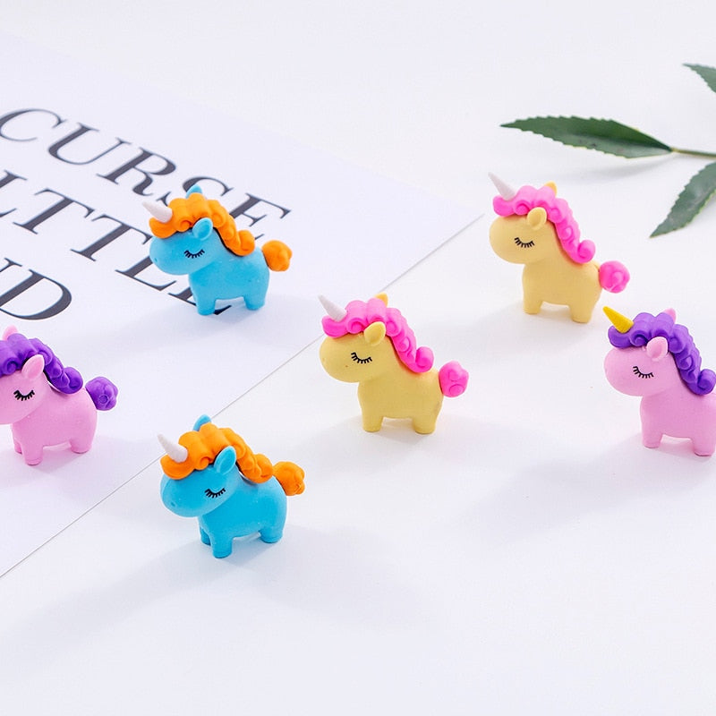 1 PCS Cute Kawaii Unicorn Eraser Children Erasers for Kids Gift Novelty Creative Pencil Rubber Student School Office Supplies