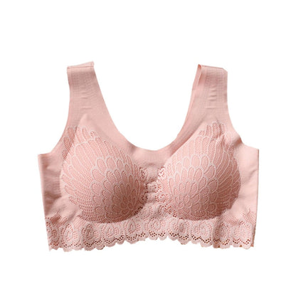 1 Pc Women Sexy Lace Latex Bra Seamless Bras Underwear BH Push Up Bralette With Pad Vest Top Bra 3XL4XL pink 1pc China