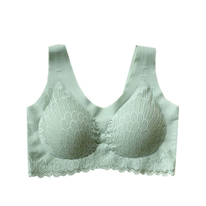 1 Pc Women Sexy Lace Latex Bra Seamless Bras Underwear BH Push Up Bralette With Pad Vest Top Bra 3XL4XL green 1pc China