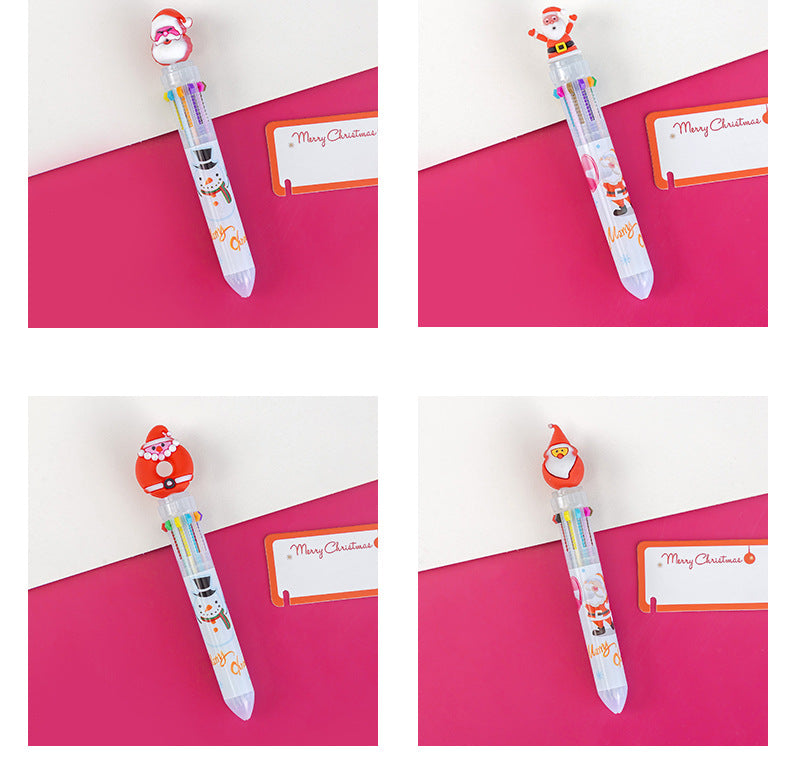 1 Pcs Cute Christmas 10 Colors Chunky Ballpoint Pen Kawaii 0.5mm Rollerball Pens School Office Writing Supply Gift Stationery