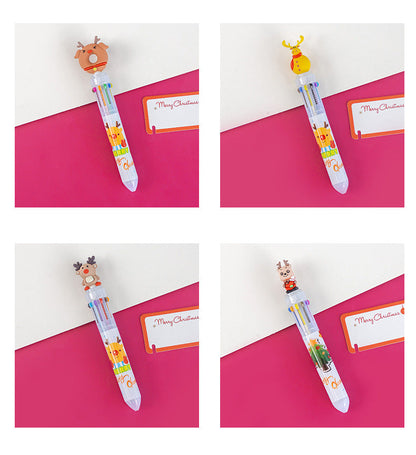 1 Pcs Cute Christmas 10 Colors Chunky Ballpoint Pen Kawaii 0.5mm Rollerball Pens School Office Writing Supply Gift Stationery