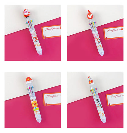 1 Pcs Cute Christmas 10 Colors Chunky Ballpoint Pen Kawaii 0.5mm Rollerball Pens School Office Writing Supply Gift Stationery