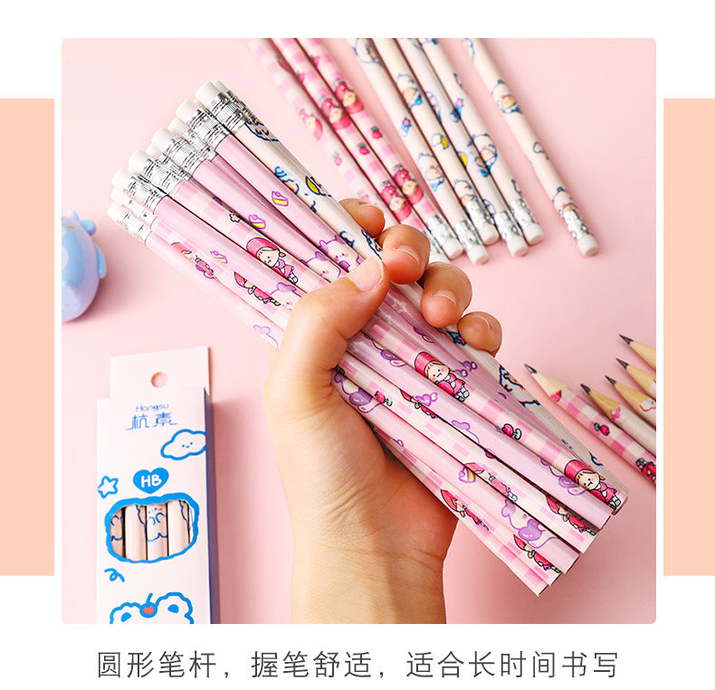 10 Pcs/Set Cartoon HB Standard Sketch Pencil Set Wooden Pencil Lot Cartoon Art Supplies Stationery Gift for Student Kids School