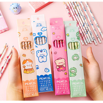 10 Pcs/Set Cartoon HB Standard Sketch Pencil Set Wooden Pencil Lot Cartoon Art Supplies Stationery Gift for Student Kids School