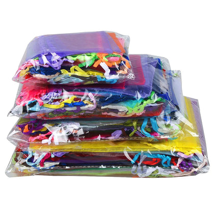 100pcs 24 Colors Jewelry Packaging Bag 5*7 7*9 9*12 10*15cm Organza Bags Gift Storage Wedding Drawstring Pouches Wholesales