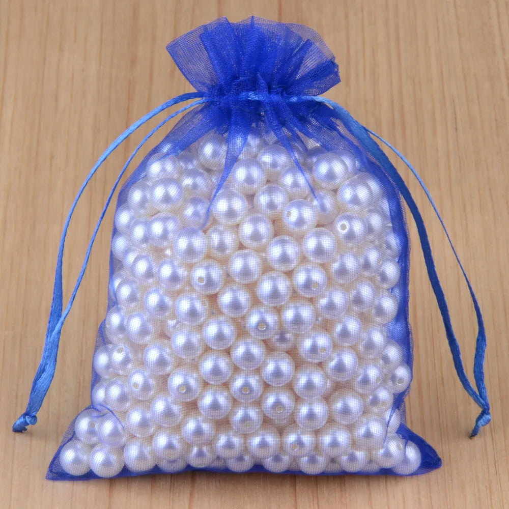 100pcs 24 Colors Jewelry Packaging Bag 5*7 7*9 9*12 10*15cm Organza Bags Gift Storage Wedding Drawstring Pouches Wholesales