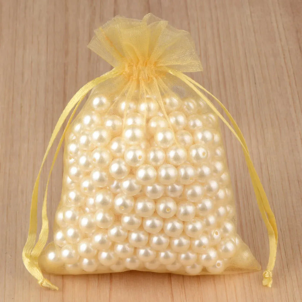 100pcs 24 Colors Jewelry Packaging Bag 5*7 7*9 9*12 10*15cm Organza Bags Gift Storage Wedding Drawstring Pouches Wholesales