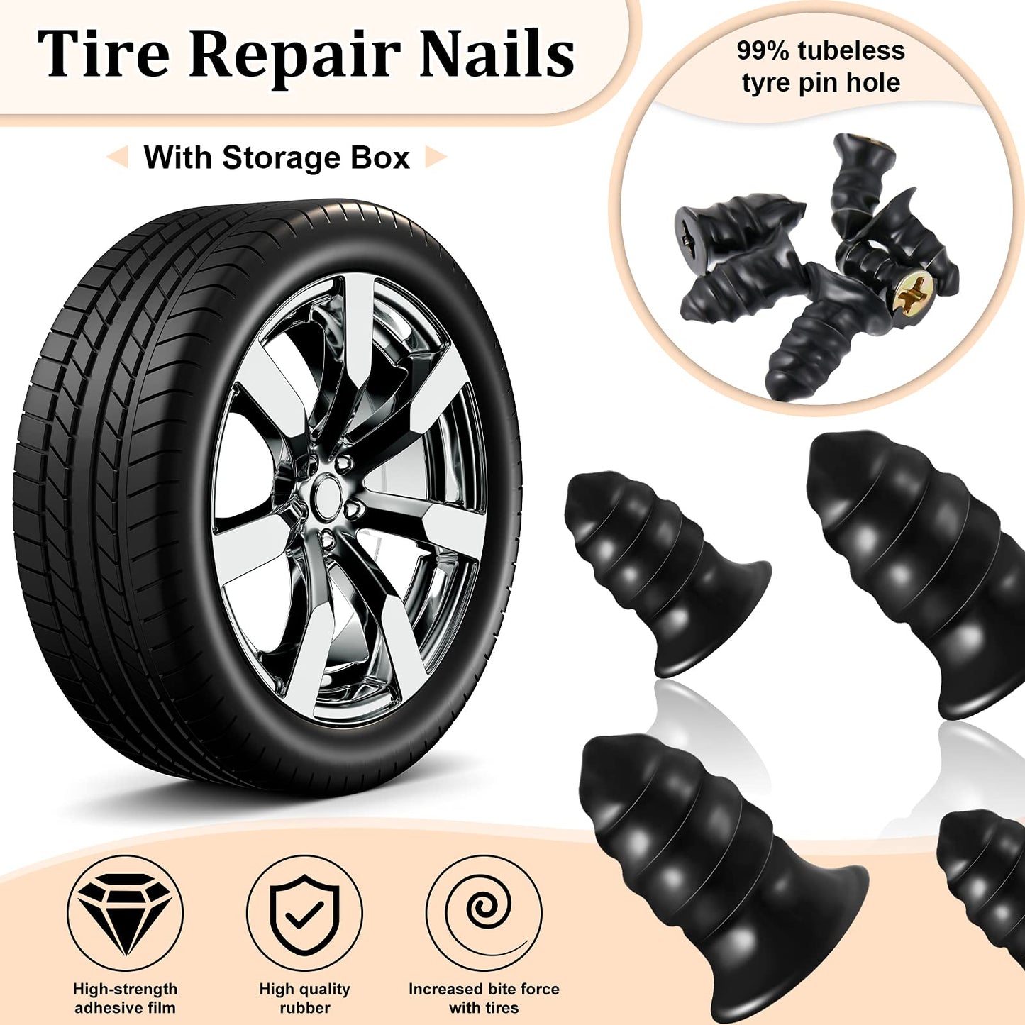 10pcs Vacuum Tyre Repair Nail Tire Puncture Screws Motorcycle Fitting Set Tubeless Wheel Repairs Punctures Kit Patches for Car