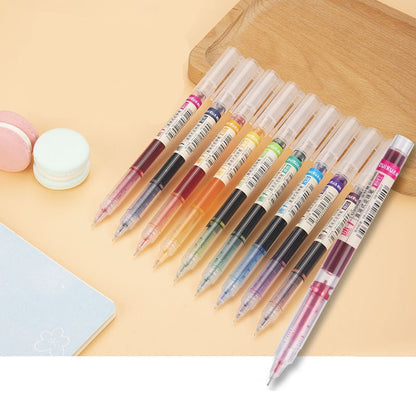 12 Color Straight Liquid Gel Pen 0.5mm Quick-drying Hand Account Notes Graffiti Multiple Colour Large-capacity Water-based Pens