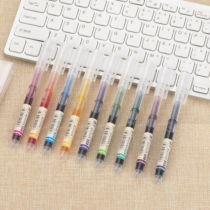 12 Color Straight Liquid Gel Pen 0.5mm Quick-drying Hand Account Notes Graffiti Multiple Colour Large-capacity Water-based Pens