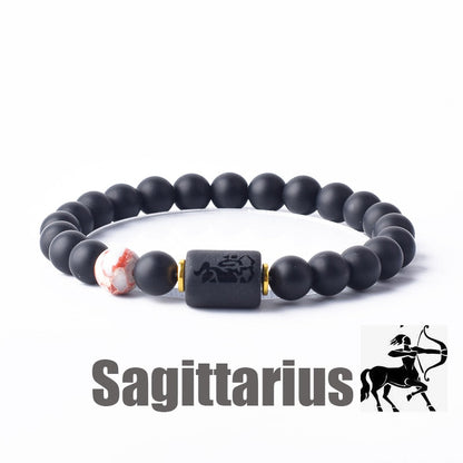 12 Zodiac Sign Bracelet Homme Constellation Bangles Men Cancer Virgo Leo Libra Bracelet Women Friendship Gift Jewelry on Hand 19 Sagittarius 8mm Beads