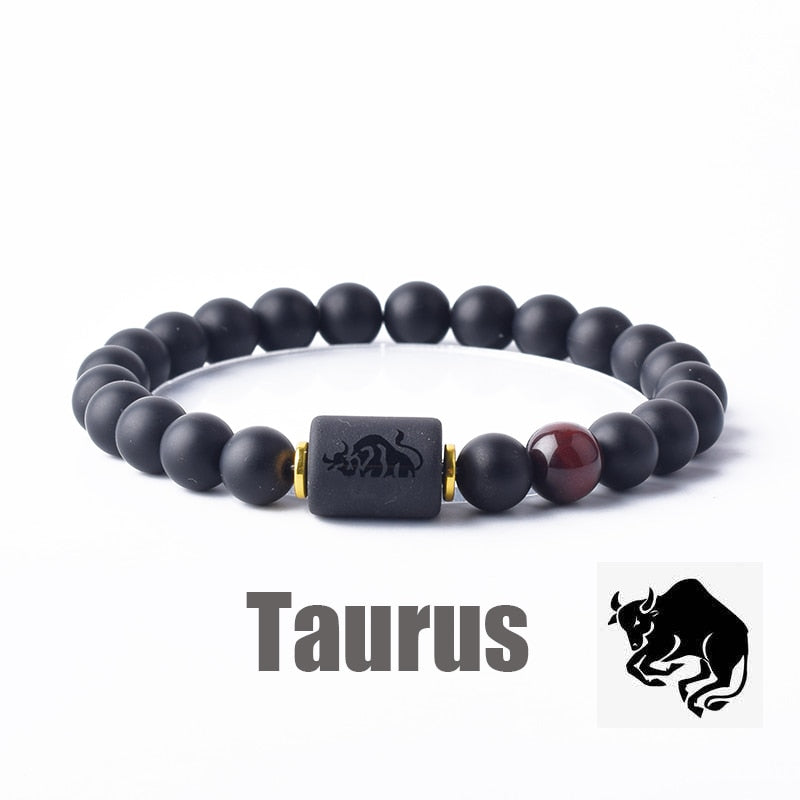 12 Zodiac Sign Bracelet Homme Constellation Bangles Men Cancer Virgo Leo Libra Bracelet Women Friendship Gift Jewelry on Hand 13 Taurus 8mm Beads