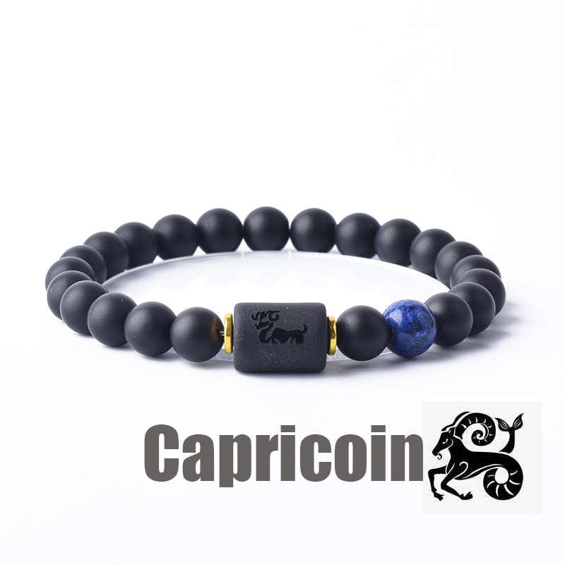 12 Zodiac Sign Bracelet Homme Constellation Bangles Men Cancer Virgo Leo Libra Bracelet Women Friendship Gift Jewelry on Hand 17 Capricorn 8mm Beads