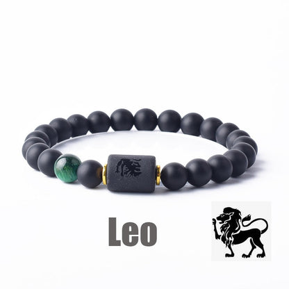 12 Zodiac Sign Bracelet Homme Constellation Bangles Men Cancer Virgo Leo Libra Bracelet Women Friendship Gift Jewelry on Hand 16Leo 8mm Beads