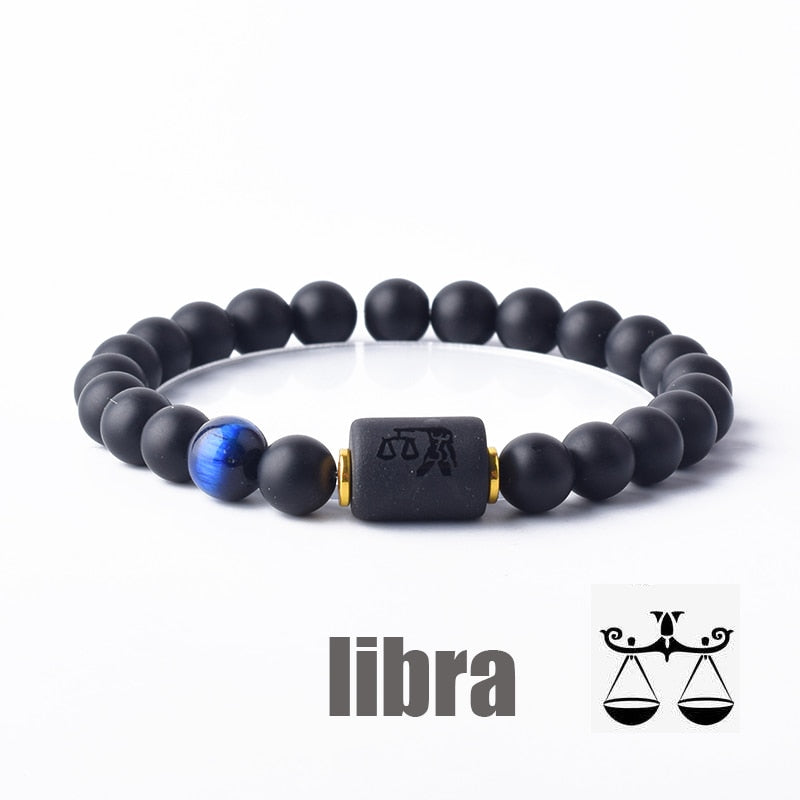 12 Zodiac Sign Bracelet Homme Constellation Bangles Men Cancer Virgo Leo Libra Bracelet Women Friendship Gift Jewelry on Hand 23 Libra 8mm Beads