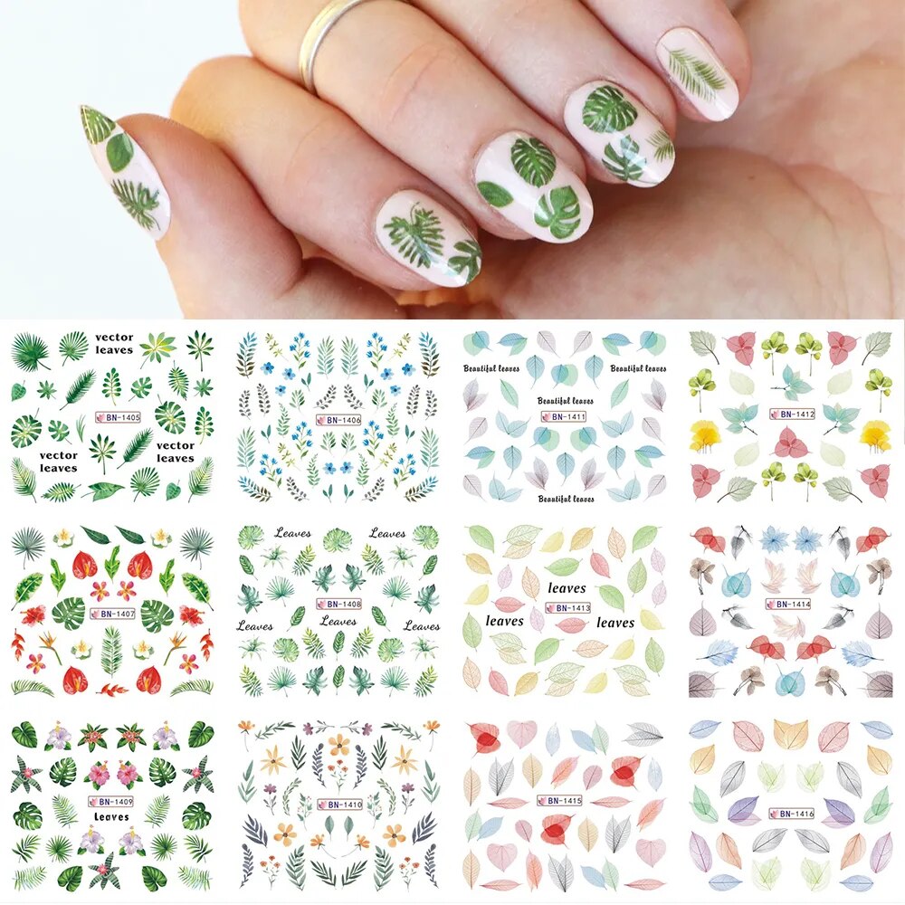 12pcs Valentines Manicure Love Letter Flower Sliders for Nails Inscriptions Nail Art Decoration Water Sticker Tips GLBN1489-1500 BN1405-1416