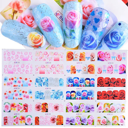 12pcs Valentines Manicure Love Letter Flower Sliders for Nails Inscriptions Nail Art Decoration Water Sticker Tips GLBN1489-1500 BN553-564