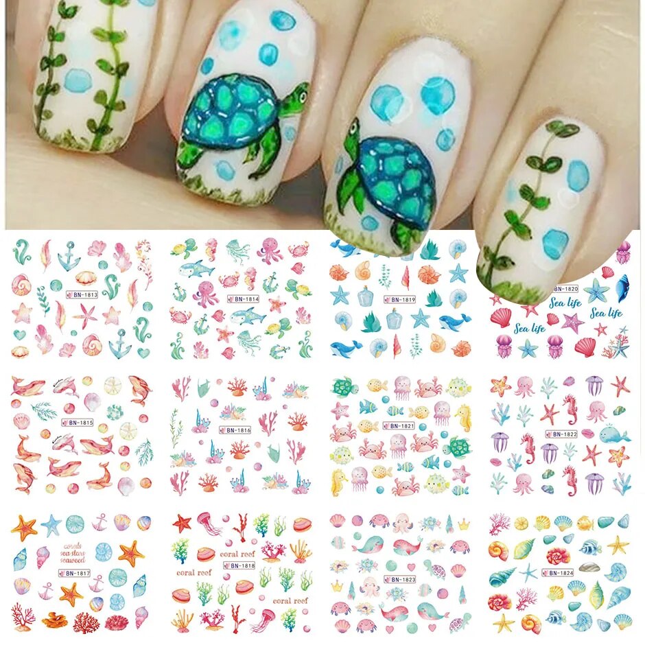 12pcs Valentines Manicure Love Letter Flower Sliders for Nails Inscriptions Nail Art Decoration Water Sticker Tips GLBN1489-1500 BN1813-1824