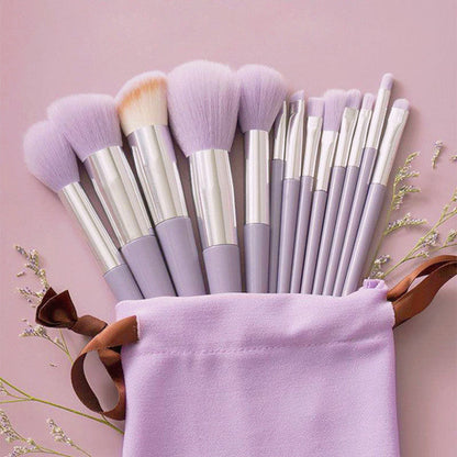 13Pcs Makeup Brushes Set Eye Shadow Foundation Women Cosmetic Brush Eyeshadow Blush Powder Blending Beauty Soft Make Up Tools 13Pcs-purple bag