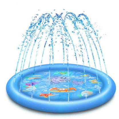 170*170cm Pet Sprinkler Pad Play Cooling Mat Swimming Pool Inflatable Water Spray Pad Mat Tub Summer Cool Dog Bathtub for Dogs Light blue