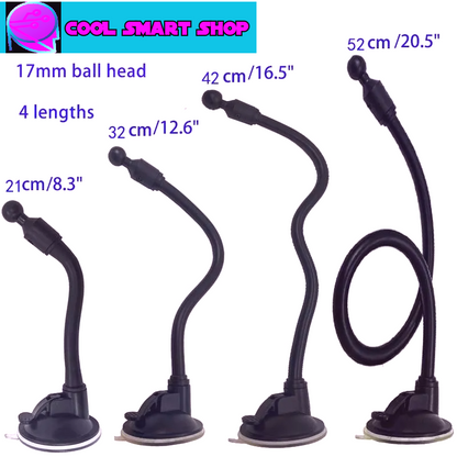 17MM Ball Head Hose Sucker Base for Car Mobile Phone Tablet Holder Accessories Windshield Mount for Phone Holder Clip 4 Lengths