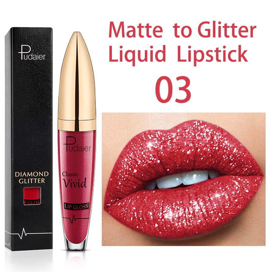 18 Colors Glitter Lip Gloss Waterproof Long Lasting Diamond Matte To Shimmer Metallic Liquid Lipstick Women Lips Makeup Cosmetic 03