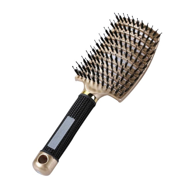1Pc Curved Vented Hair Comb Massage Hair Brush Detangling Hairbrush Women Fast Blow Drying Wet Dry Curly Hair Styling Tools Gold No Retail Box
