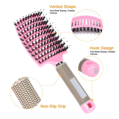 1Pc Curved Vented Hair Comb Massage Hair Brush Detangling Hairbrush Women Fast Blow Drying Wet Dry Curly Hair Styling Tools