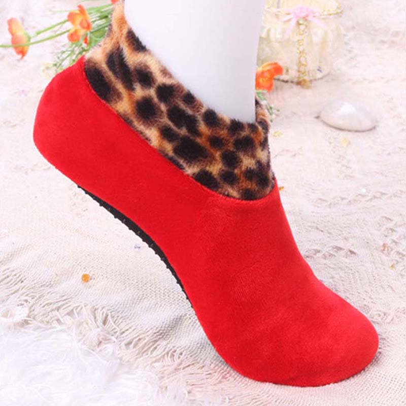 1pair Unisex Thicken Sock Winter Warm Men Women Non Slip Elastic Sock 8 Colors Home Indoor Bed Floor Socks Slipper Red