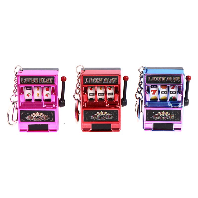 1pc Lucky Jackpot Mini Fruit Slot Machine Fun Birthday Keychain Gift Kids Educational Toy Coin Operated Games Gambling Machine