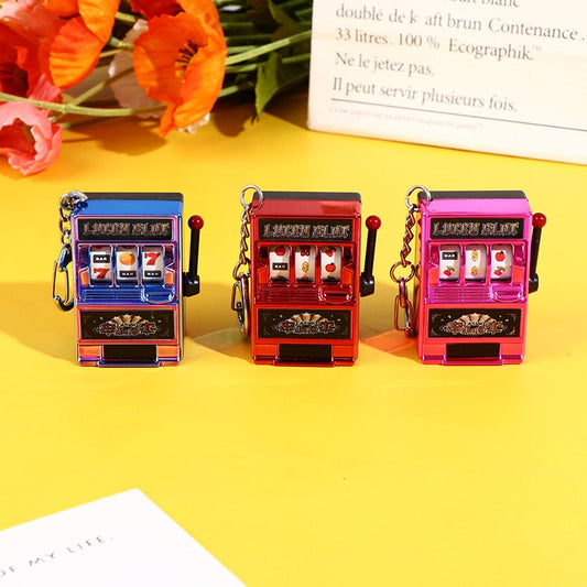 1pc Lucky Jackpot Mini Fruit Slot Machine Fun Birthday Keychain Gift Kids Educational Toy Coin Operated Games Gambling Machine