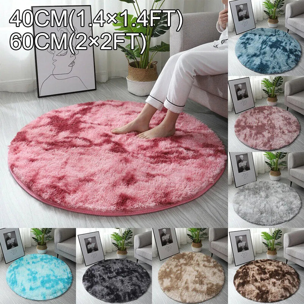 1pc Round Shaggy Rug Multi-color Optional Solid Pattern Modern Style Home Decoration Soft Soothing Rug 40cm 60cm Brown CHINA