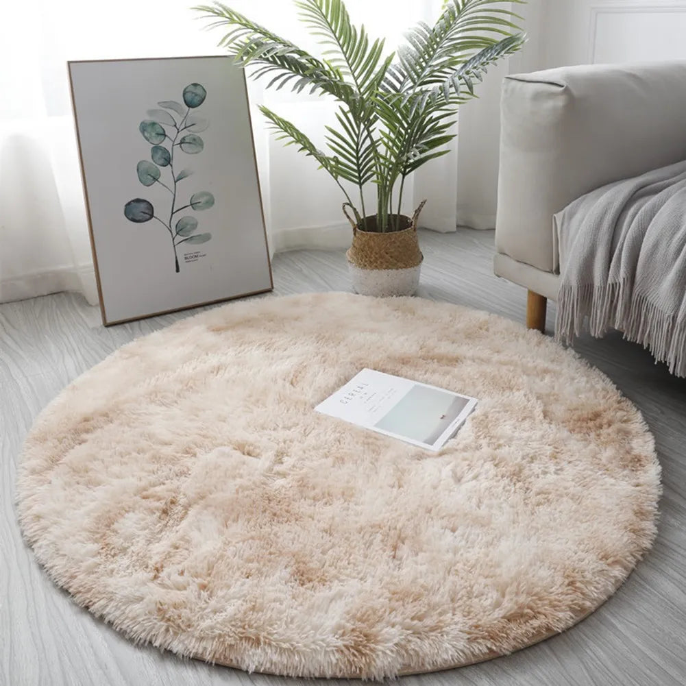 1pc Round Shaggy Rug Multi-color Optional Solid Pattern Modern Style Home Decoration Soft Soothing Rug 40cm 60cm Camel CHINA