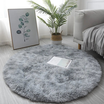 1pc Round Shaggy Rug Multi-color Optional Solid Pattern Modern Style Home Decoration Soft Soothing Rug 40cm 60cm