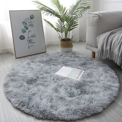 1pc Round Shaggy Rug Multi-color Optional Solid Pattern Modern Style Home Decoration Soft Soothing Rug 40cm 60cm Light Gray CHINA