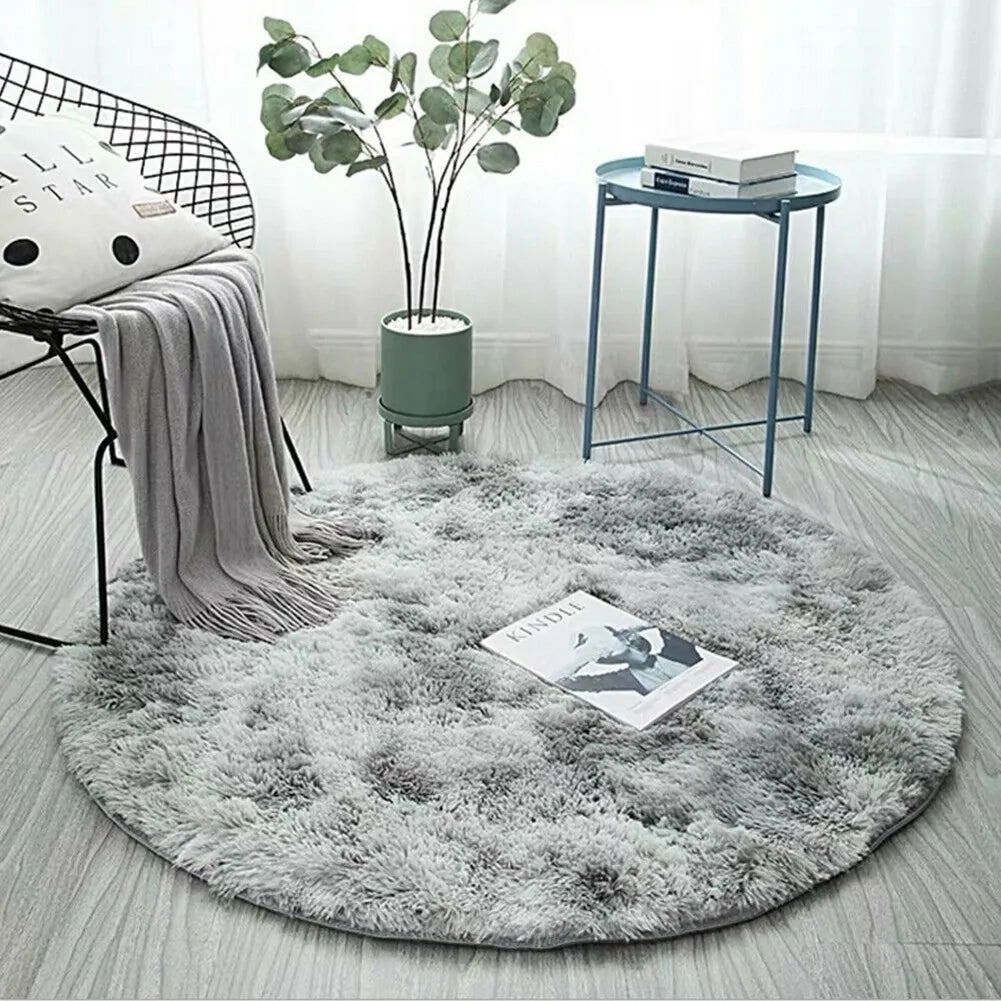 1pc Round Shaggy Rug Multi-color Optional Solid Pattern Modern Style Home Decoration Soft Soothing Rug 40cm 60cm