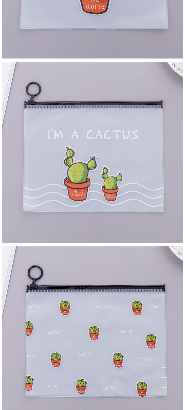 1pcs Simple Transparent Cartoon Cactus Pencil Case Kawaii Pencil Bag Office School School Supplies Stationery