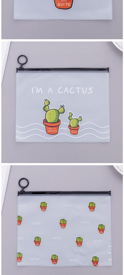 1pcs Simple Transparent Cartoon Cactus Pencil Case Kawaii Pencil Bag Office School School Supplies Stationery