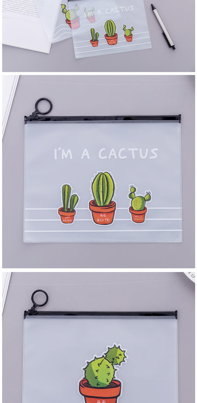 1pcs Simple Transparent Cartoon Cactus Pencil Case Kawaii Pencil Bag Office School School Supplies Stationery