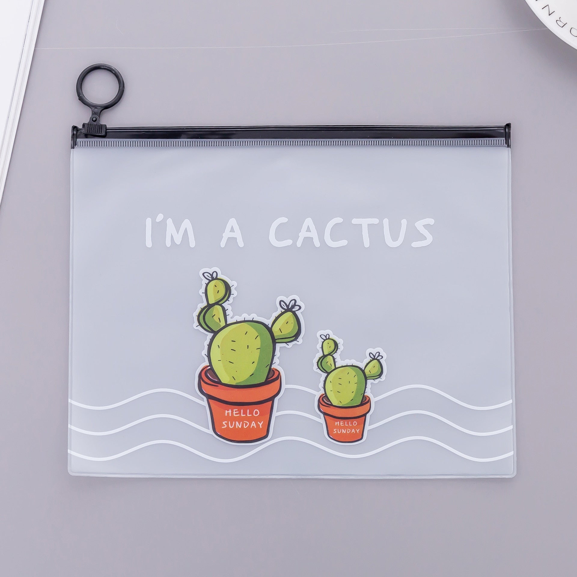 1pcs Simple Transparent Cartoon Cactus Pencil Case Kawaii Pencil Bag Office School School Supplies Stationery C