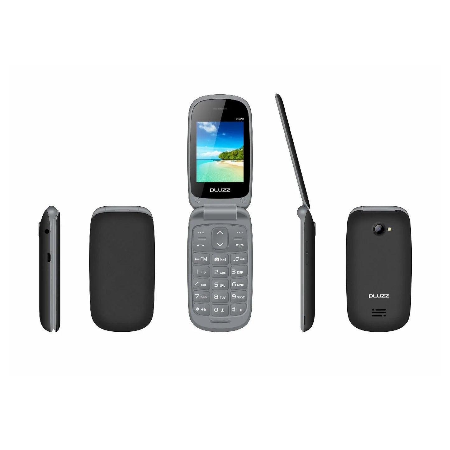 2.4 Inches Flip Open Wireless FM 1000 MAh with Camera Feature Senior Phone PLUZZ P523