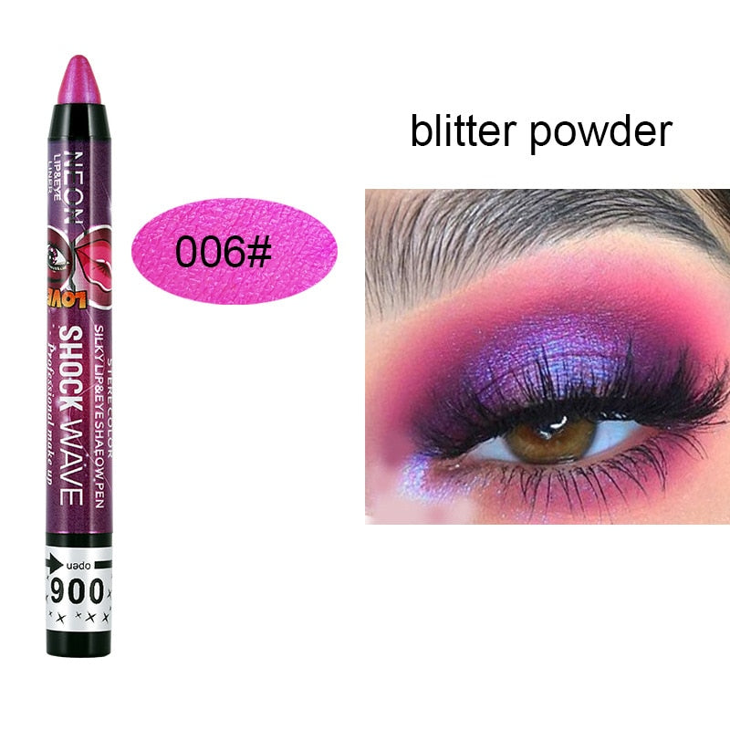2 In 1 Eyeshadow Lipstick Pencil 12 Colors Waterproof Pearl Silkworm Eye Shadow Pencil Long-lasting Eyeshadow Make Up Cosmetic 006