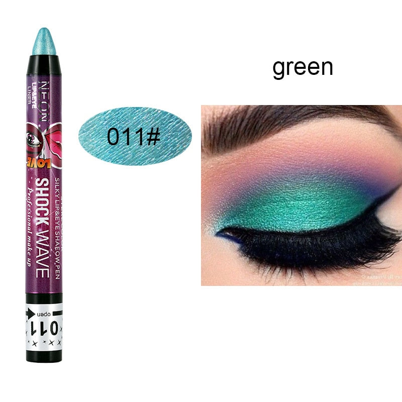 2 In 1 Eyeshadow Lipstick Pencil 12 Colors Waterproof Pearl Silkworm Eye Shadow Pencil Long-lasting Eyeshadow Make Up Cosmetic 011