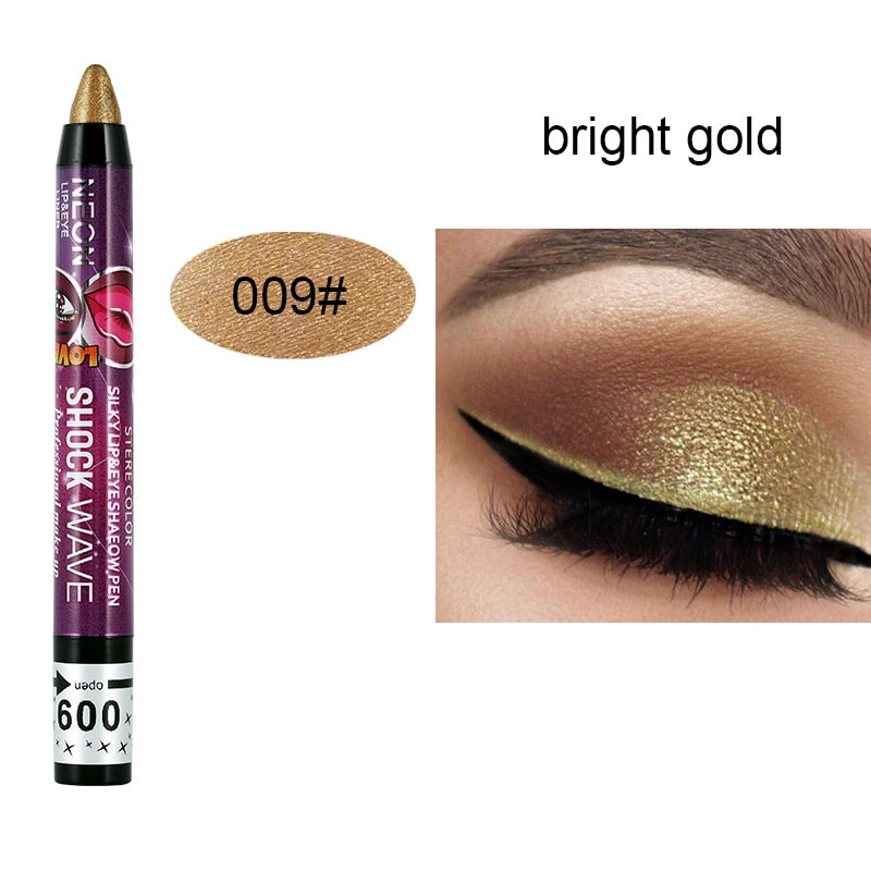 2 In 1 Eyeshadow Lipstick Pencil 12 Colors Waterproof Pearl Silkworm Eye Shadow Pencil Long-lasting Eyeshadow Make Up Cosmetic 009