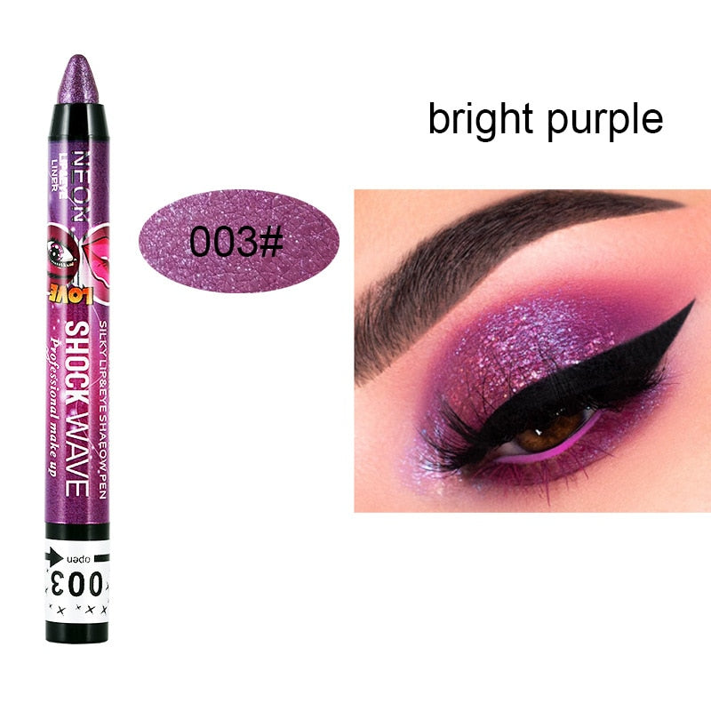 2 In 1 Eyeshadow Lipstick Pencil 12 Colors Waterproof Pearl Silkworm Eye Shadow Pencil Long-lasting Eyeshadow Make Up Cosmetic 003