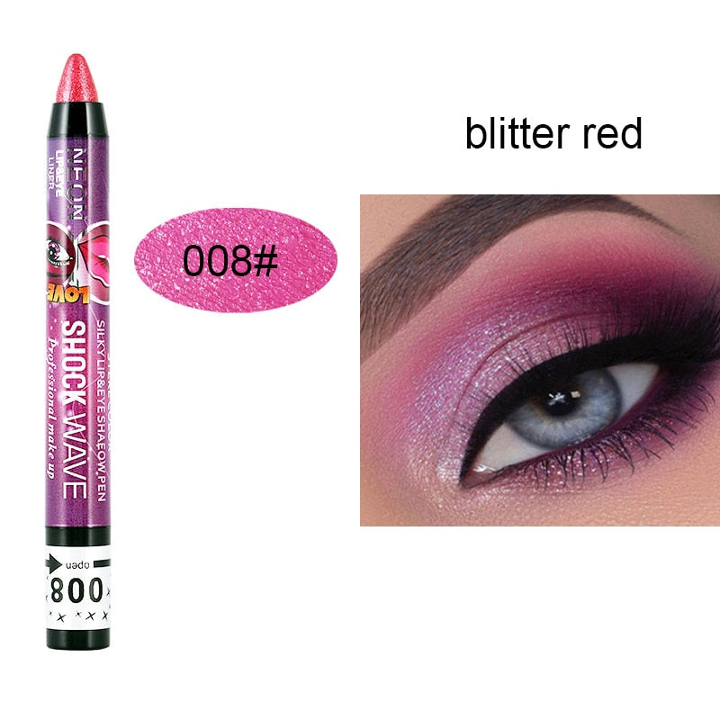 2 In 1 Eyeshadow Lipstick Pencil 12 Colors Waterproof Pearl Silkworm Eye Shadow Pencil Long-lasting Eyeshadow Make Up Cosmetic 008