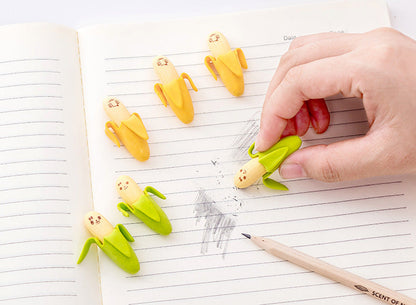 2 Pcs/Set Cute Banana Eraser Pencil Kawaii Creative Fruit Rubber Erasers for Kids School Supplies Gift