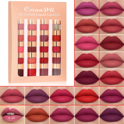 20 color/set Matte Lipstick Makeup Kit Waterproof Long-lasting Sexy Red Velvet Lip Non-stick Cup Lipstick Fashion Cosmetic Beauty